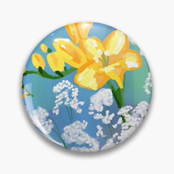 Item preview, Watercolor Yellow Freesias and Babies Breath designed and sold by KatharineArt.