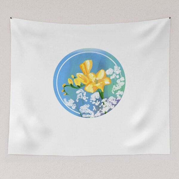Item preview, Watercolor Yellow Freesias and Babies Breath designed and sold by KatharineArt.