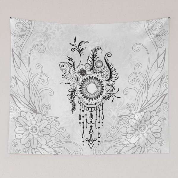 Item preview, Floral design in black and white, doodle designed and sold by nicky2342.