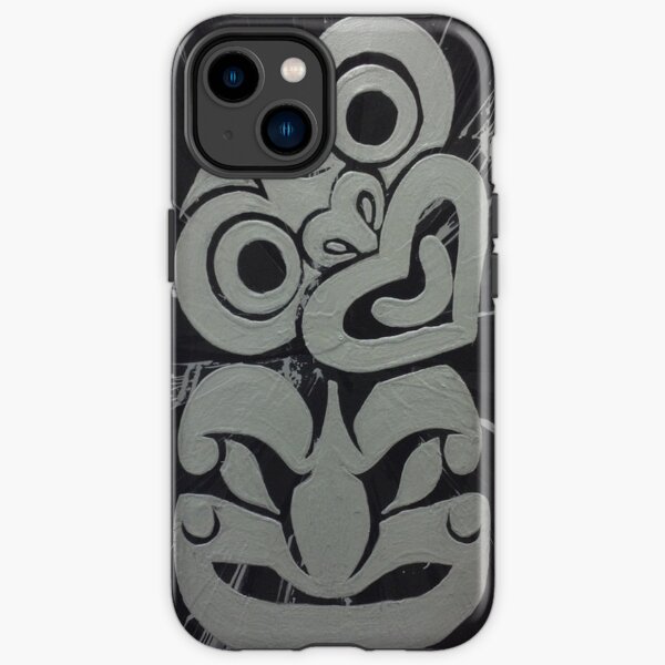 NZ Silver Tiki on Black iPhone Tough Case