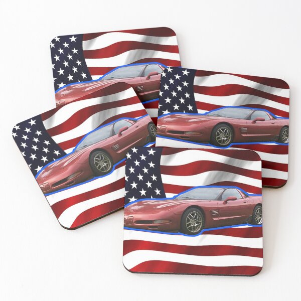 Item preview, C5 Corvette with American Flag (White) designed and sold by sawilson1.
