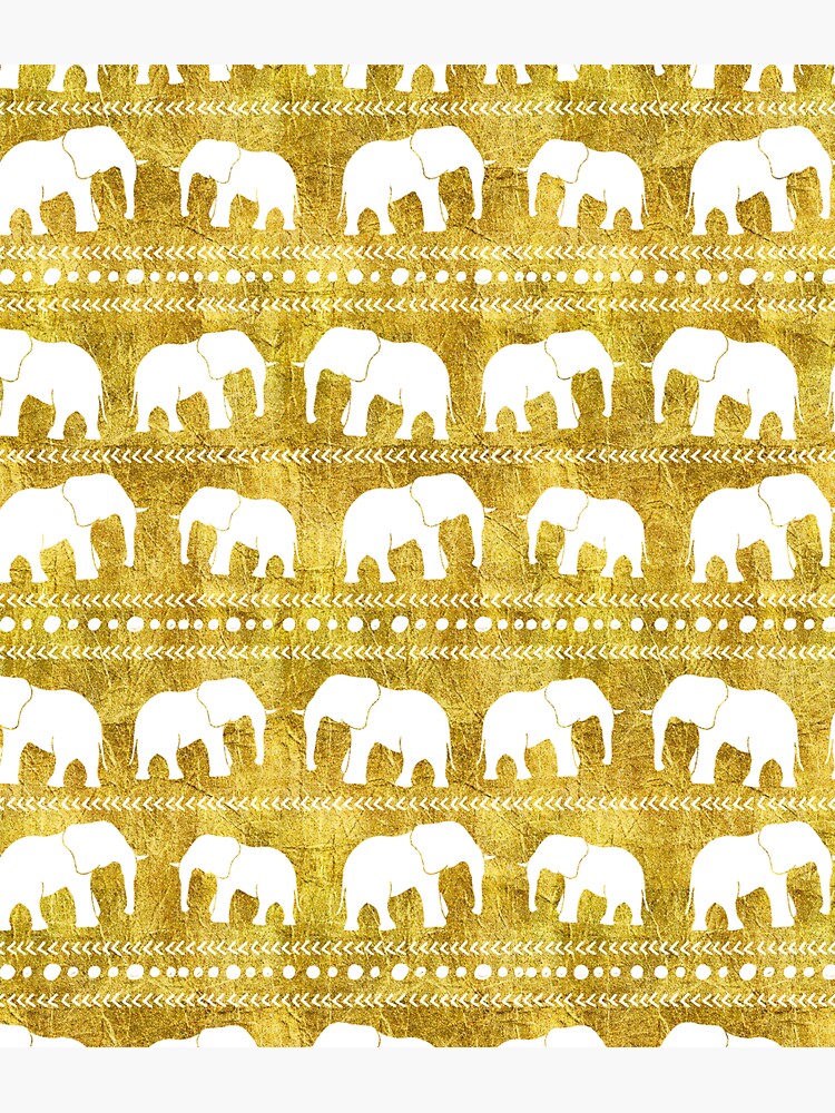 "Elephant tribal gold white watercolor" Sticker by dreamingmind Redbubble