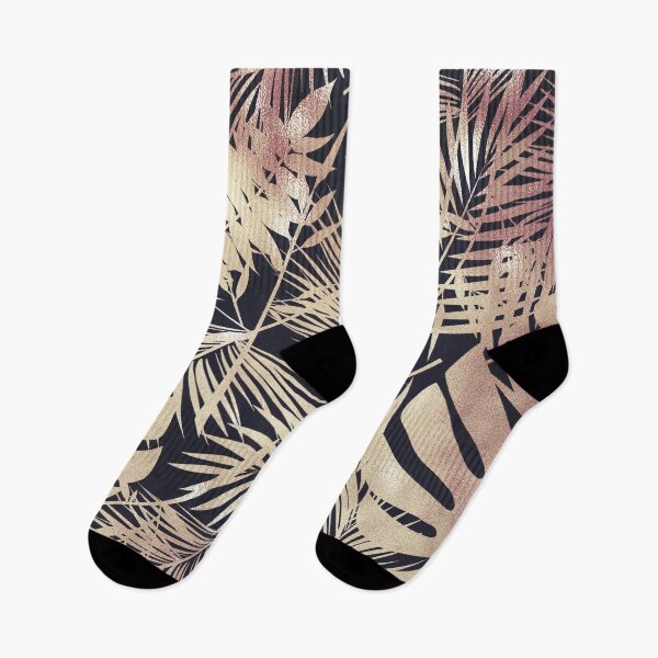 Item preview, Gold Leaf Tropical Pattern Black background designed and sold by WOW TeesAndThings.