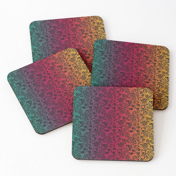 Item preview, Rainbow gradient with black lace design - colorful pattern designed and sold by MadandMean.