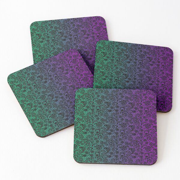 Item preview, Violet Green Gradient Black Lace Pattern designed and sold by MadandMean.