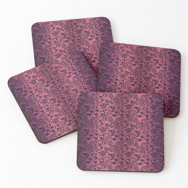 Item preview, Pink black lace design - elegant floral pattern designed and sold by MadandMean.