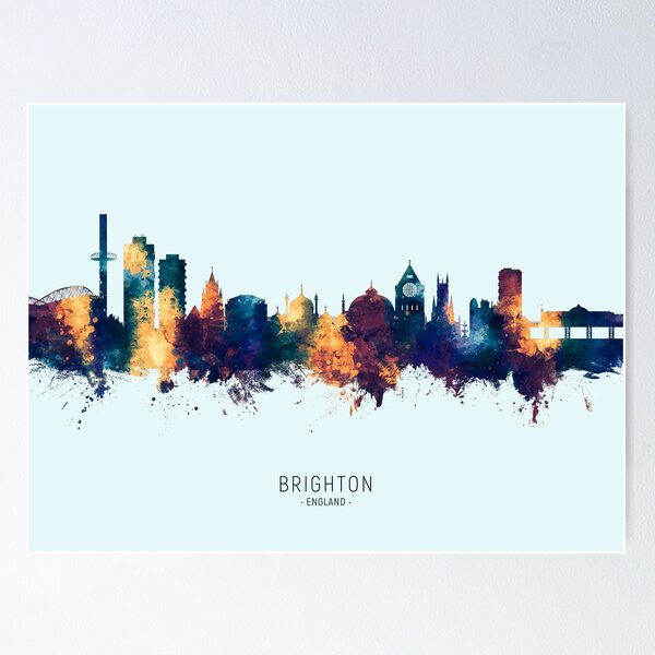 Aperçu de l'œuvre Brighton England Skyline créée et vendue par ArtPrints.
