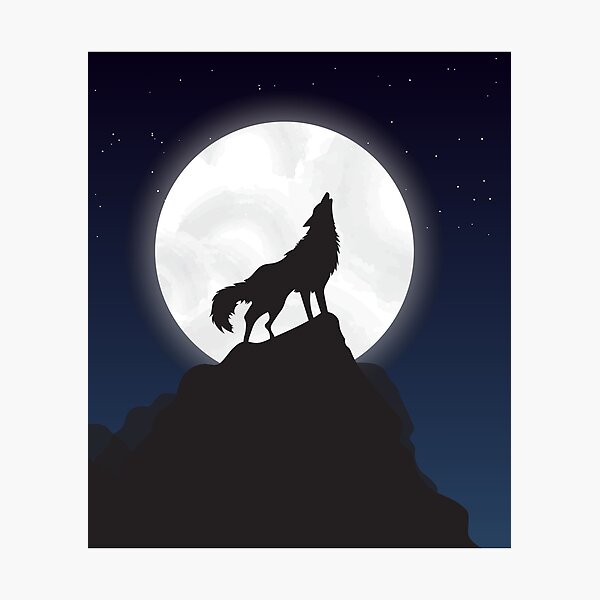 Lámina fotográfica «Lobo aullando a la luna» de SennoxDesign | Redbubble