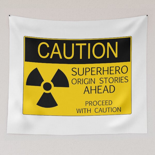 Item preview, Superhero Origin Stories Warning designed and sold by CenturyComics.