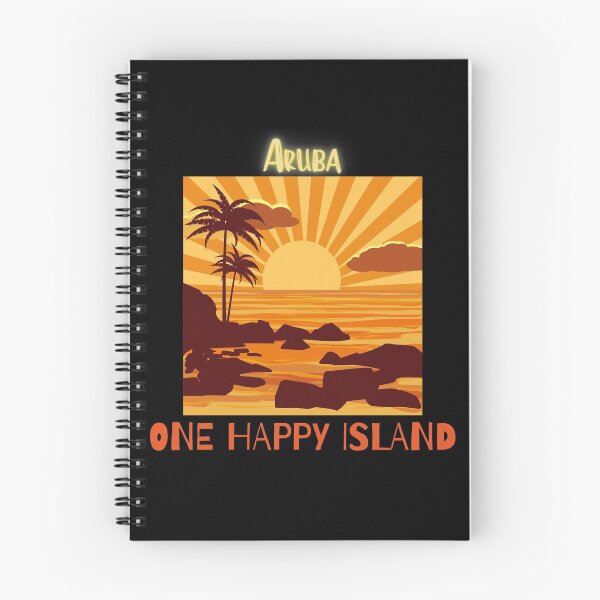 Aperçu de l'œuvre Aruba One Happy Island avec coucher de soleil créée et vendue par Gifty-Designs.