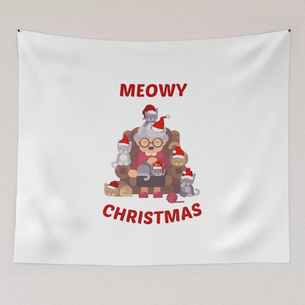 Item preview, Meowy Catmas Christmas Christmask Lights Funny Festive Cat Lady designed and sold by Irelene.