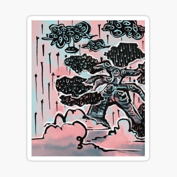 Item preview, Enchanted Oak Aesthetic Tree Art - eyes in the clouds rain in the leaves designed and sold by SubtleSplit.