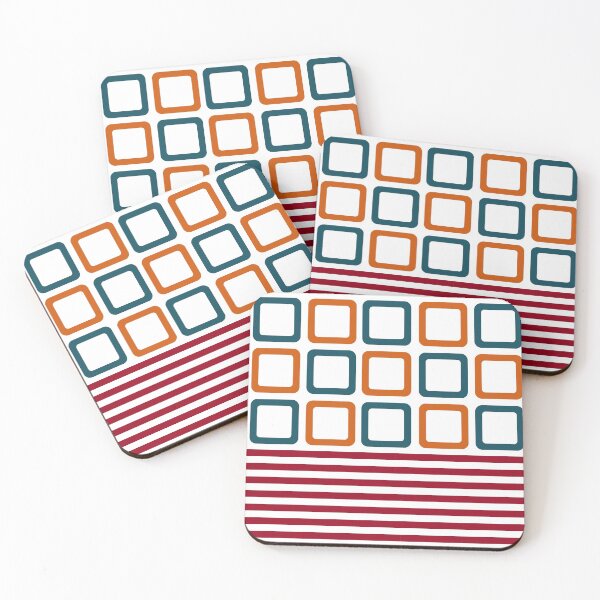 Artikelvorschau, Minimalistische geometrische Retro-Kunst | Retro Teal, Orange abgerundete Quadrate & rote Streifen entworfen und verkauft von ukoko.