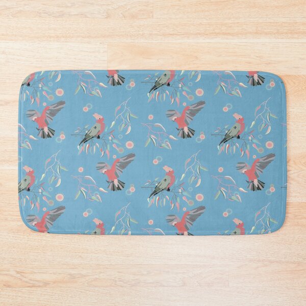 Item preview, Australian Galah Cockatoos in Gum Trees Mid Blue designed and sold by Lisa Kalma | Brindie.