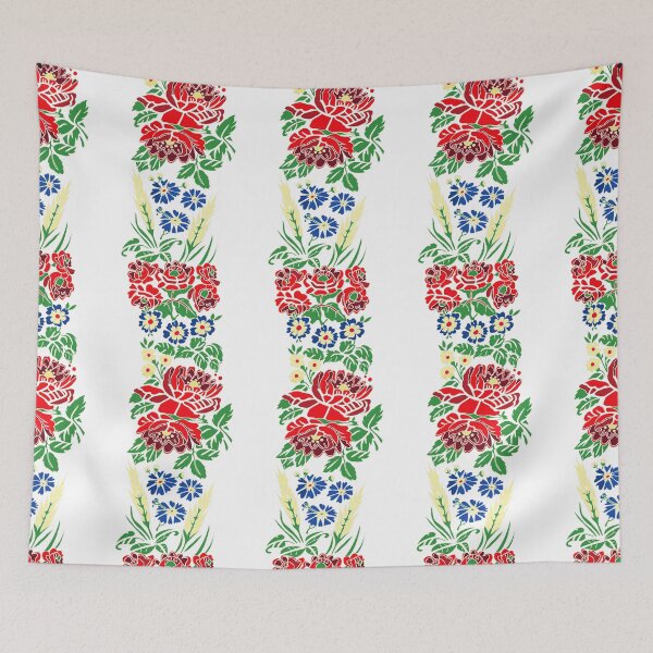 Item preview, Slavic folklore ribbons, white, large pattern designed and sold by Folkiestore.