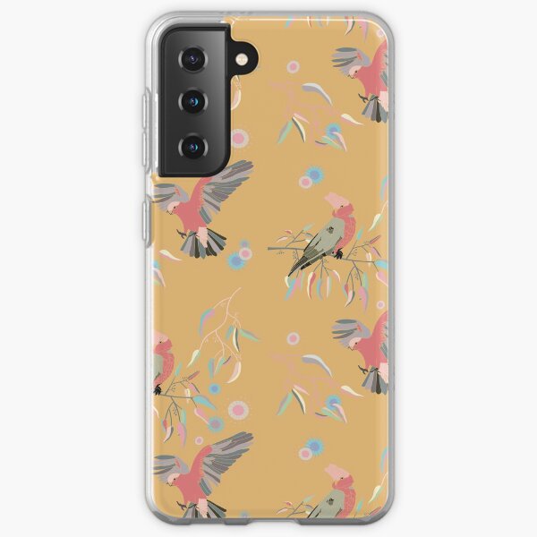 Australian Galah Cockatoos in Gum Trees Mustard Samsung Galaxy Soft Case