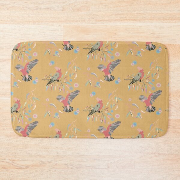 Item preview, Australian Galah Cockatoos in Gum Trees Mustard designed and sold by Lisa Kalma | Brindie.