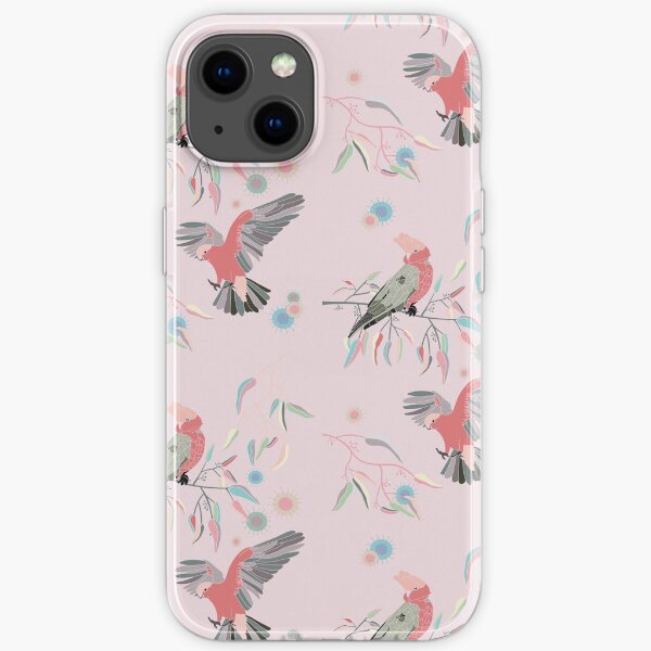Australian Galah Cockatoos in Gum Trees Light Pink iPhone Soft Case