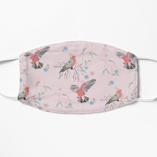 Australian Galah Cockatoos in Gum Trees Light Pink Flat Mask