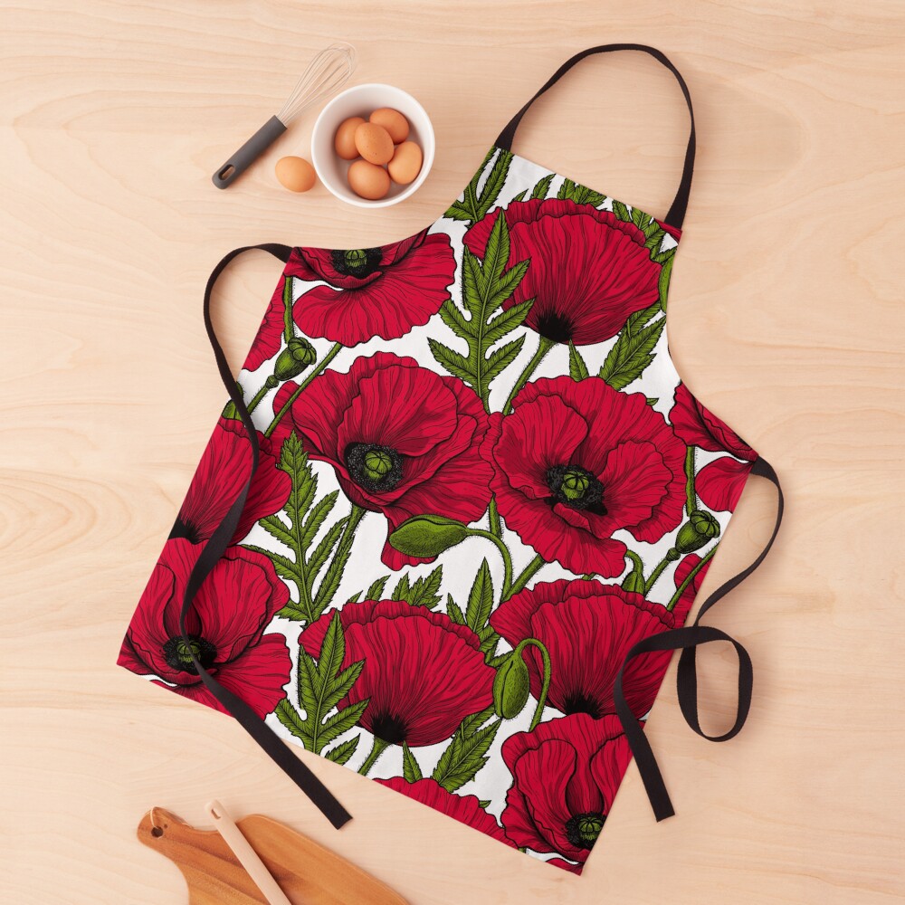 Red poppy garden 2 Apron
