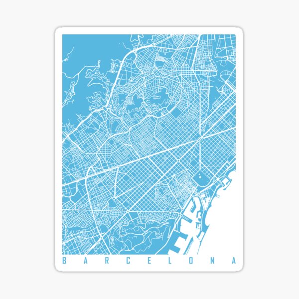 Item preview, Barcelona map blue designed and sold by mapsart.