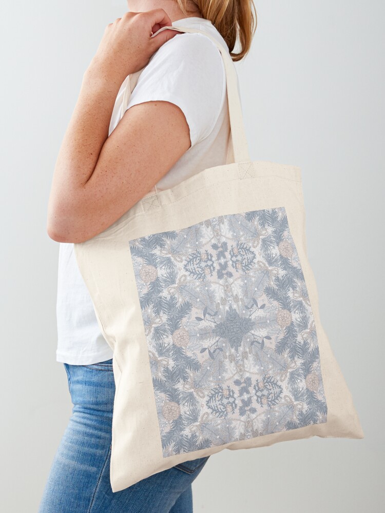 Thumbnail 1 of 5, Tote Bag, Winter Evergreens Surface Pattern Design designed and sold by karolfuldesigns.