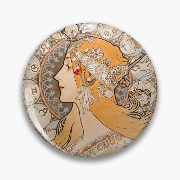 Item preview, Zodiac or La Plume Alphonse Mucha Art Nouveau designed and sold by ShipShapeShirts.