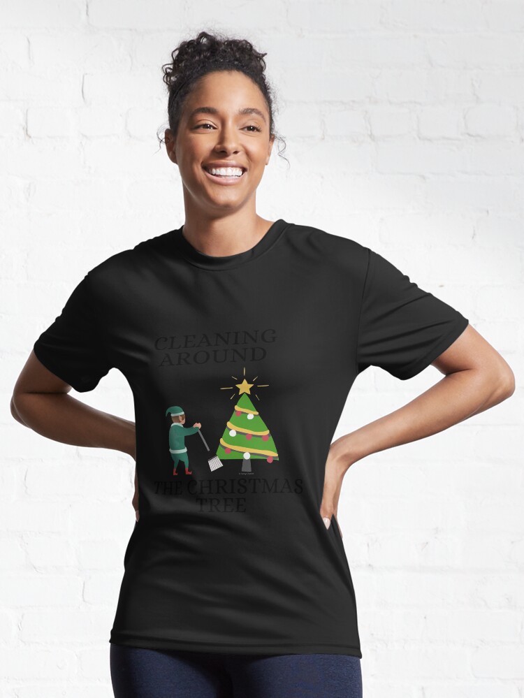 Thumbnail 6 of 7, Active T-Shirt, Cleaning Around The Christmas Tree Housekeeping Humor designed and sold by SavvyCleaner.