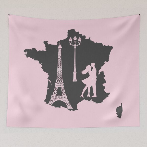Item preview, Map of France with Eiffel tower French famous landmark Trendy Graphic Aesthetic designed and sold by mashmosh.