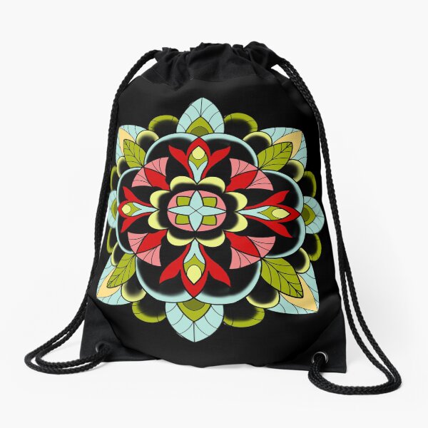 Muted Mandala Drawstring Bag
