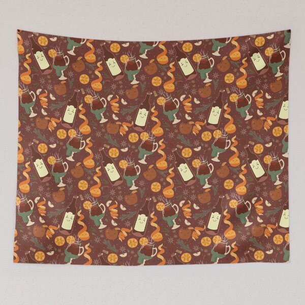 Item preview, Cute kawaii pattern with mulled wine designed and sold by burbura.