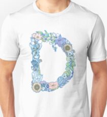 Floral Letter D Slim Fit T-Shirt