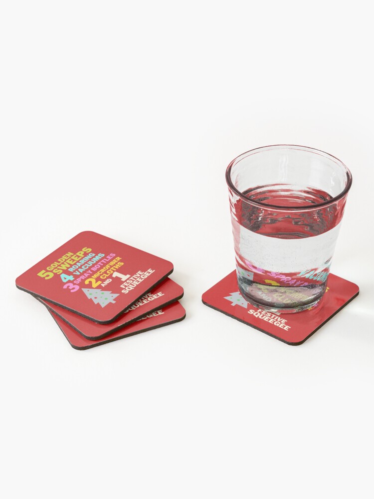 Thumbnail 2 of 5, Coasters (Set of 4), 1 Festive Squeegee Funny Christmas Cleaning Humor designed and sold by SavvyCleaner.