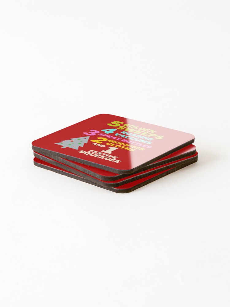 Thumbnail 4 of 5, Coasters (Set of 4), 1 Festive Squeegee Funny Christmas Cleaning Humor designed and sold by SavvyCleaner.