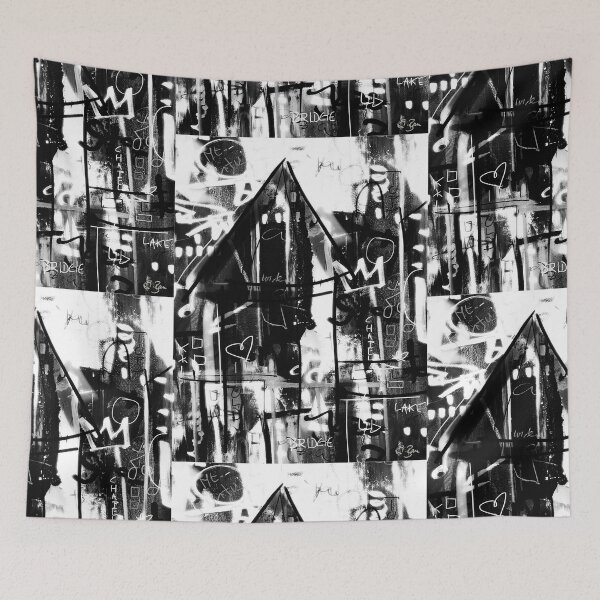 Item preview, Lucerne Switzerland Chapel Bridge Urban Pop Art Graffiti Black White Shabby Grunge Graffiti Modern Art Grunge Downtown Scribble designed and sold by ExquisiteShots.