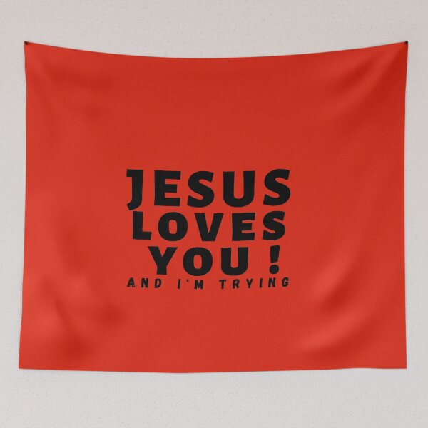 Item preview, Funny texts_Jesus loves you! And I'm Trying.  designed and sold by coolteesok.