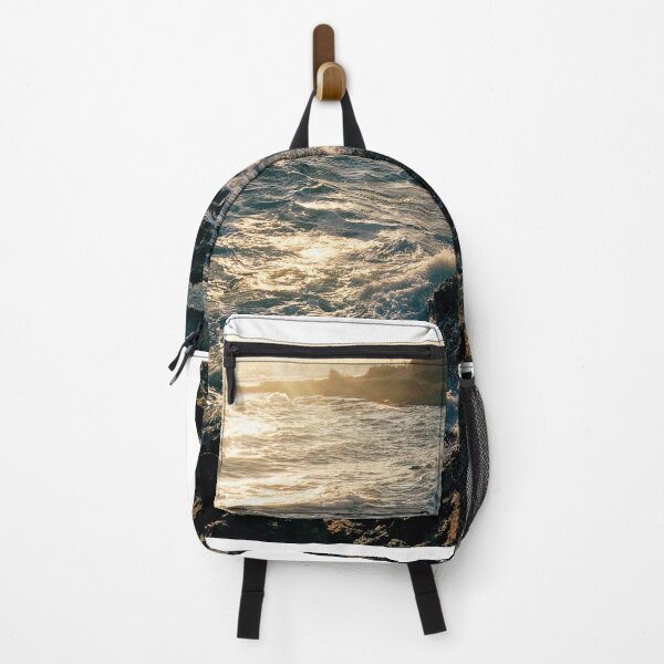 Item preview, Sunflare and storm waves of Cyprus sea on rocks designed and sold by The Full Cart.