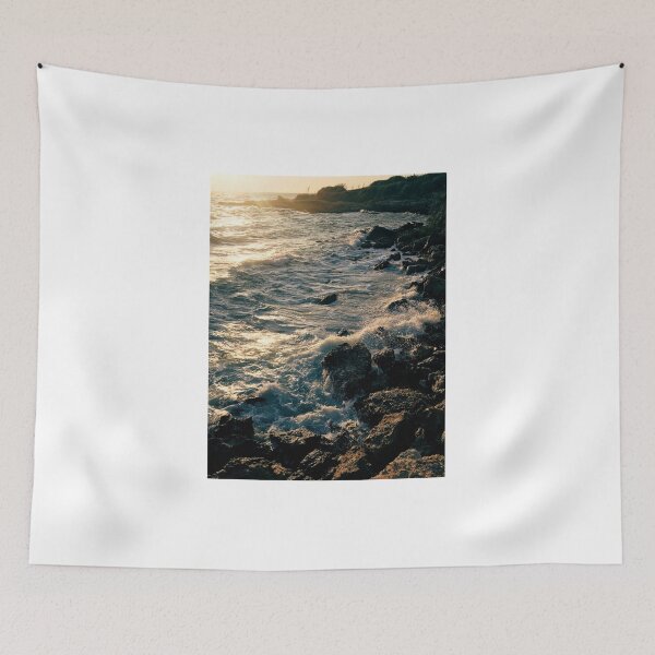 Item preview, Sunflare and storm waves of Cyprus sea on rocks  designed and sold by The Full Cart.