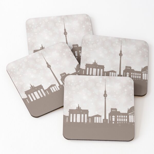 Item preview, Berlin City ​​silhouette , silver abstract snow falling winter christmas	 designed and sold by MarketVisionAV.