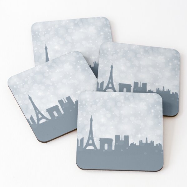 Item preview, Paris City ​​silhouette , silver abstract snow falling winter christmas	 designed and sold by MarketVisionAV.