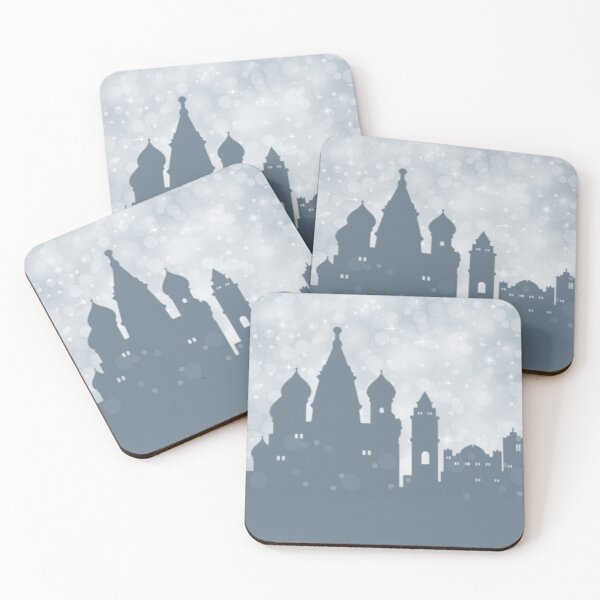 Item preview, Moscow City ​​silhouette , silver abstract snow falling winter christmas	 designed and sold by MarketVisionAV.