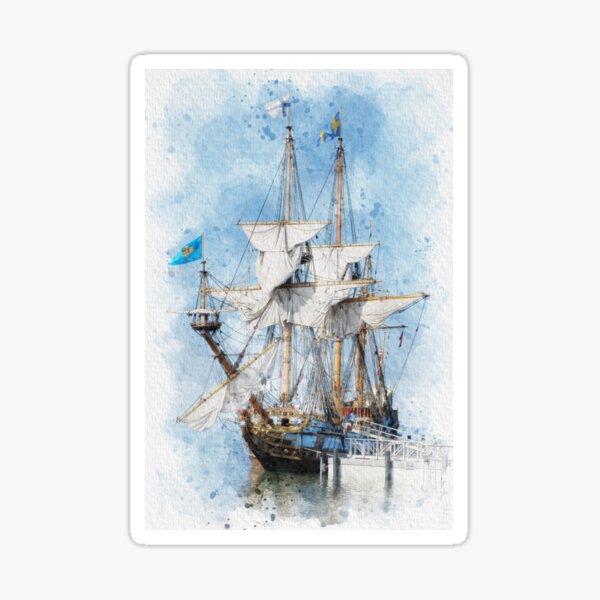 Kalmar Nyckel Tall Ship Watercolor Sticker