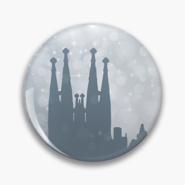 Item preview, Barcelona City ​​silhouette , silver abstract snow falling winter christmas	 designed and sold by MarketVisionAV.