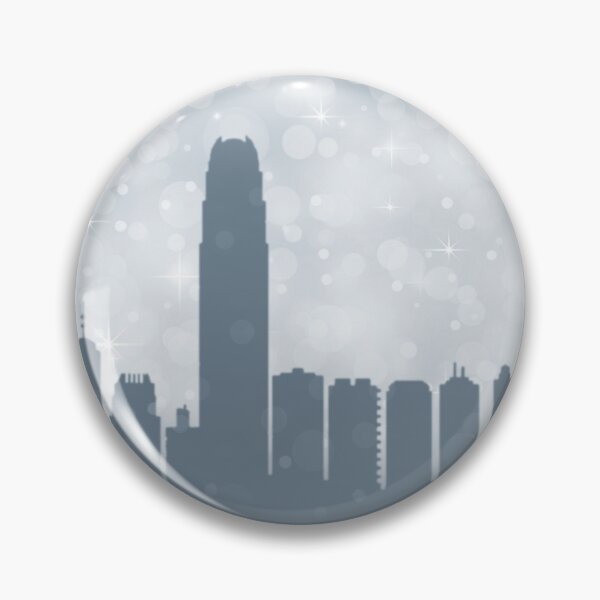 Item preview, Hong Kong City ​​silhouette , silver abstract snow falling winter christmas	 designed and sold by MarketVisionAV.