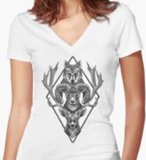 Wolfram Hart (B&W) Women's Fitted V-Neck T-Shirt