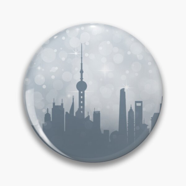 Item preview, Shanghai City ​​silhouette , silver abstract snow falling winter christmas	 designed and sold by MarketVisionAV.
