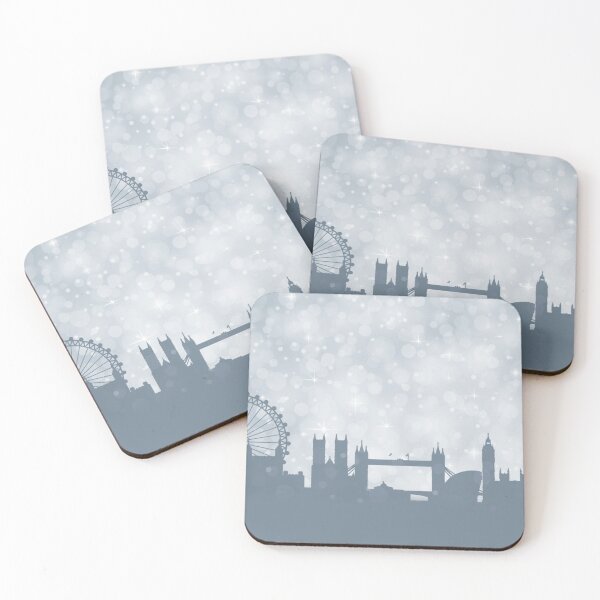Item preview, London City ​​silhouette , silver abstract snow falling winter christmas	 designed and sold by MarketVisionAV.