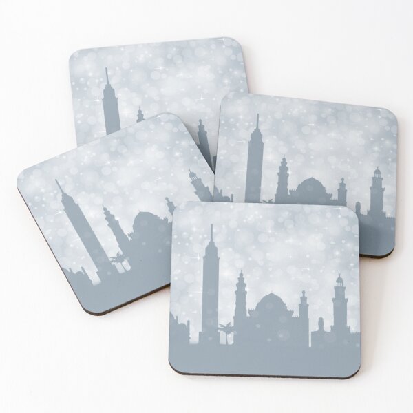 Item preview, Cairo City ​​silhouette , silver abstract snow falling winter christmas	 designed and sold by MarketVisionAV.