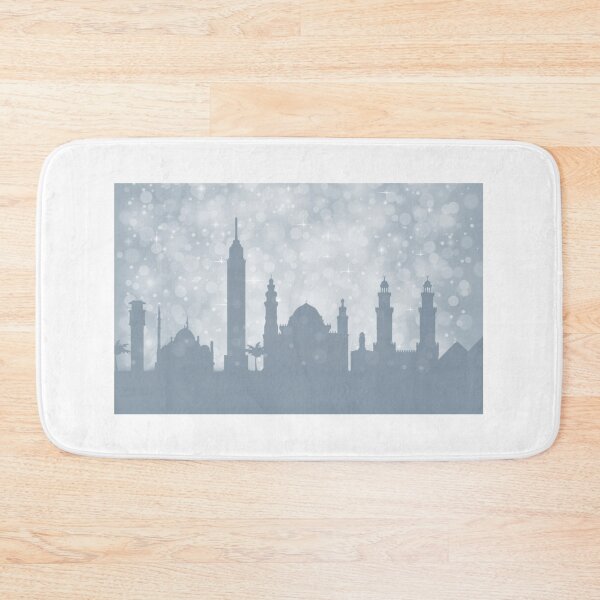 Item preview, Cairo City ​​silhouette , silver abstract snow falling winter christmas	 designed and sold by MarketVisionAV.