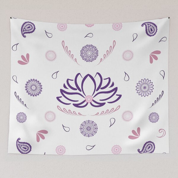 Item preview, Paisley Lotus Ornament Pattern in Pink and Purple designed and sold by sunnybandana.